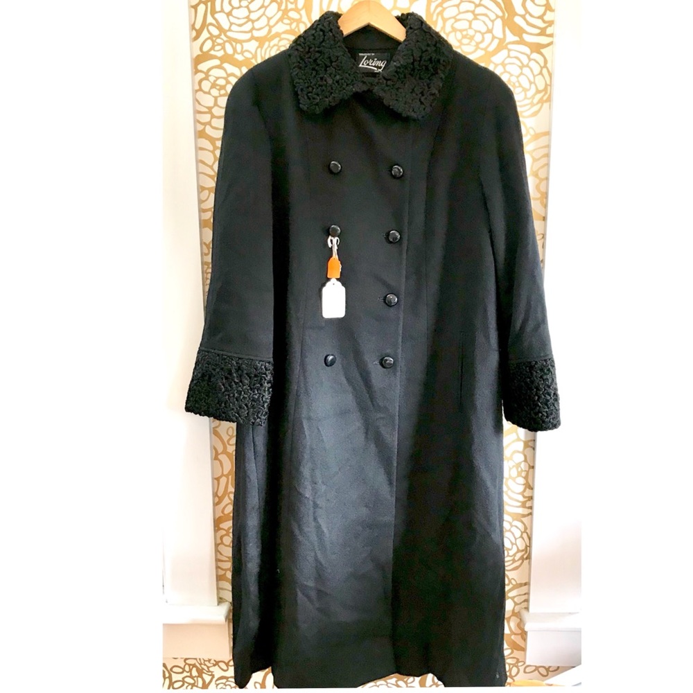 Vintage Loring Black Wool Blend Full Length Coat